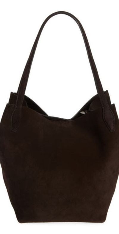 Madewell The Oversize Shopper Tote in Soft Grain Suede in Dark