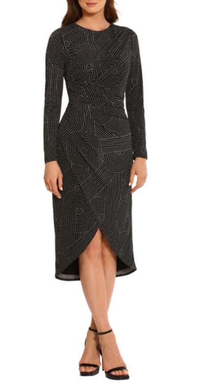 maggy london black white dress Donna Morgan Women's Sequin Dolman Sleeve Minidress - Black main image 0