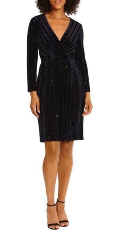 Maggy London - Sequin Faux Wrap Cocktail Dress in Navy at Nordstrom Maggy London - Sequin Faux Wrap Cocktail Dress in Navy at Nordstrom
