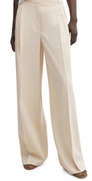 MANGO - Merida Wide Leg Pants in Light Beige