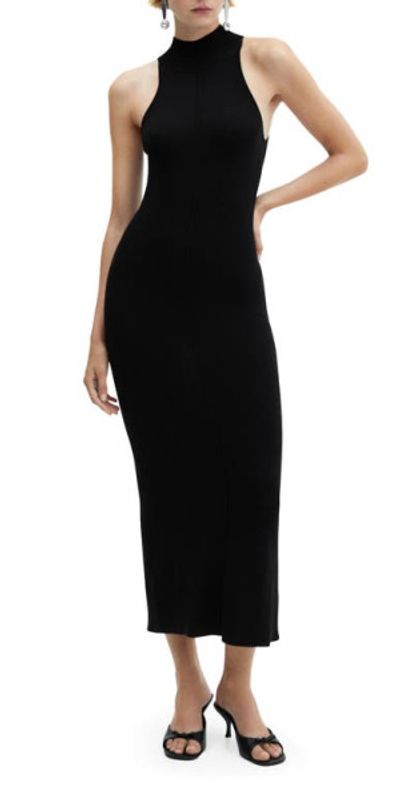 MANGO - Mock Neck Racerback Body-Con Dress in Black at Nordstrom MANGO - Mock Neck Racerback Body-Con Dress in Black at Nordstrom