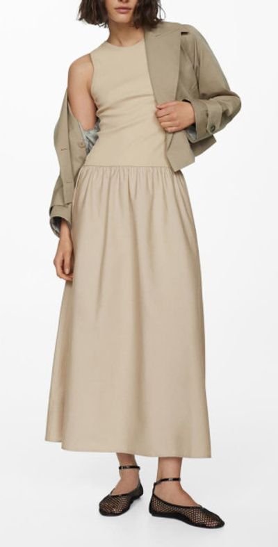 MANGO - Valvi Mixed Media Maxi Dress in Light Pastel Brown at Nordstrom, Size 10 MANGO - Valvi Mixed Media Maxi Dress in Light Pastel Brown at Nordstrom, Size 10
