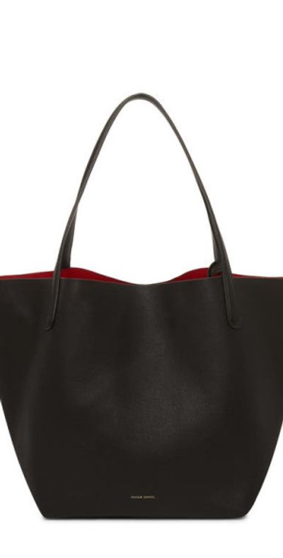 Mansur Gavriel Mansur Gavriel Everyday Soft Leather Tote in Black/Flamma at Nordstrom