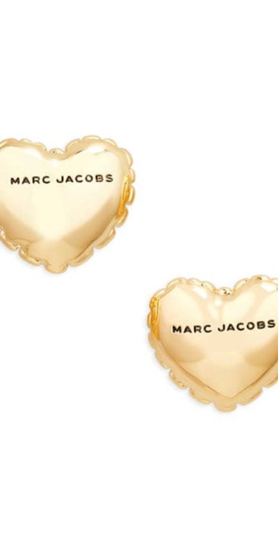 Marc Jacobs Marc Jacobs Micro Heart Balloon Stud Earrings in Light Antique Gold at Nordstrom