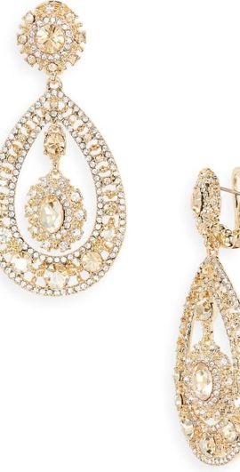 Marchesa Marchesa Pavé Crystal Filigree Teardrop Earrings in Gold/Goldtonal at Nordstrom