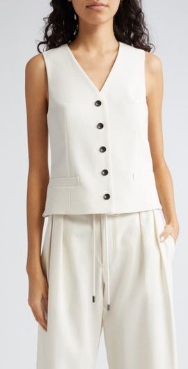 Maria McManus Maria McManus Organic Cotton Tailored Vest in Ivory at Nordstrom, Size 0