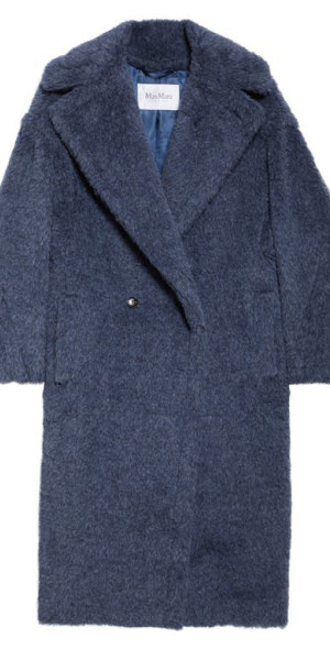 Max Mara - Teddy Bear Icon Alpaca, Virgin Wool & Silk Coat in Blue