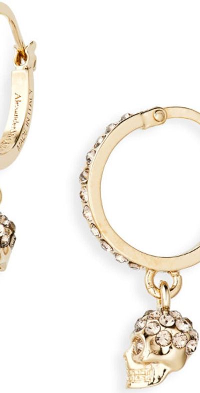 McQueen Alexander McQueen Skull Mini Hoop Earrings in Reige at Nordstrom
