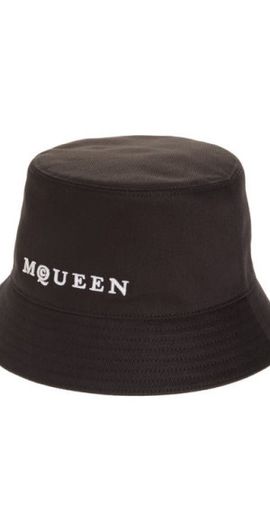 McQueen McQueen Logo Embroidered Bucket Hat in Black/Ivory at Nordstrom, Size Medium
