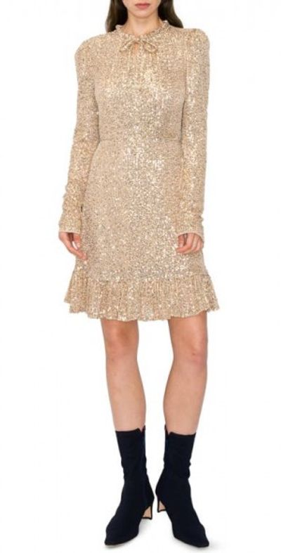 MELLODAY Sequin Long Sleeve Cocktail Dress in Champagne at Nordstrom