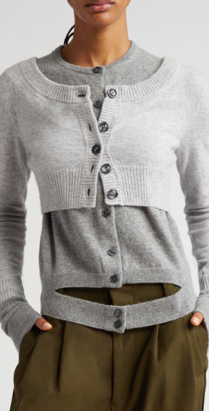 Meryll Rogge - Cashmere Double Cardigan in Shark Grey/Slate Grey