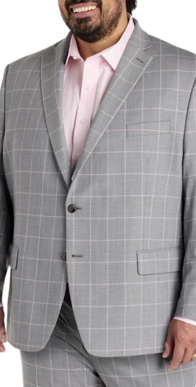Michael Kors Michael Kors Big & Tall Windowpane Suit Jacket in Grey at Nordstrom, Size 52L