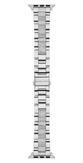 Michael Kors Michael Kors Pavé Inset Silvertone 20mm Apple Watch Bracelet Watchband in Silver W/Pave Centerlinks at Nordstrom