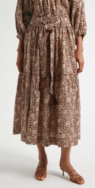 MILLE MILLE Franoise Floral Stripe Cotton Skirt