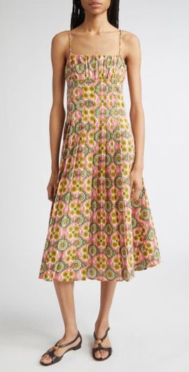 open front midi dress Knit Button-Front Midi Dress with Scalloped Sleeves – Pink – PALMA PARIS