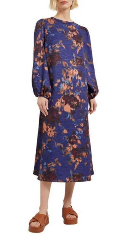 Misook - Long Sleeve Woven Maxi Dress in Starry Night Blue at Nordstrom,  Size Xx-Small