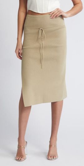 Mistress Rocks Mistress Rocks Pointelle Stitch Maxi Sweater Skirt in Gravel at Nordstrom, Size X-Small