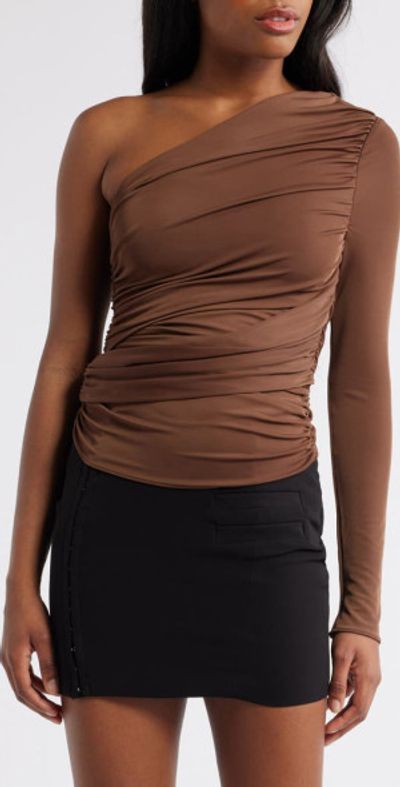 Mistress Rocks Mistress Rocks Ruched One-Shoulder Top in Earth at Nordstrom, Size X-Small
