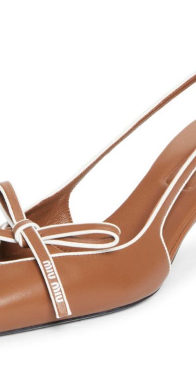 Miu Miu Miu Miu Bow Slingback Kitten Heel Pump in Cognac/Bianco at Nordstrom, Size 5.5Us