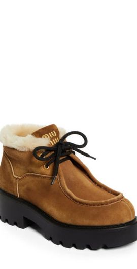 Miu Miu Miu Miu Boyfriend Genuine Shearling Lined Chukka Boot in Cannella at Nordstrom, Size 5Us
