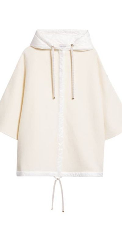 Moncler Moncler Classic Hooded Virgin Wool & Cashmere Cape in Pastel Yellow at Nordstrom