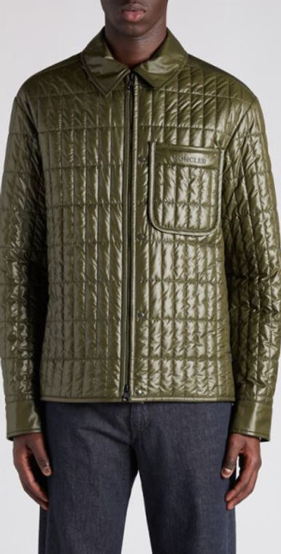 Moncler Moncler Madiere Vertical Quilted Shirt Jacket in Deep Depths at Nordstrom, Size 5