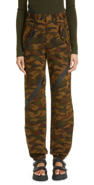 MONSE Zip Detail Camo Print Cotton Twill Cargo Pants at Nordstrom