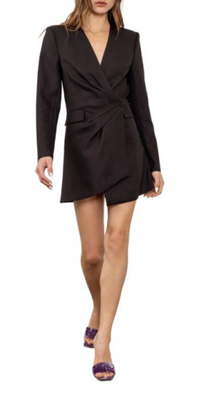 petite black glitter detail ruffle mini dress Embellished Plunge Neck Mini Dress in Black - 4