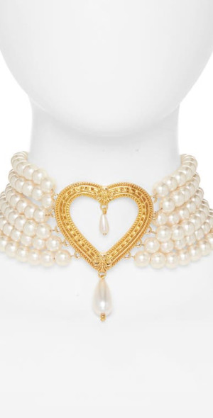 Moschino - Open Heart Layered Imitation Pearl Strand Choker