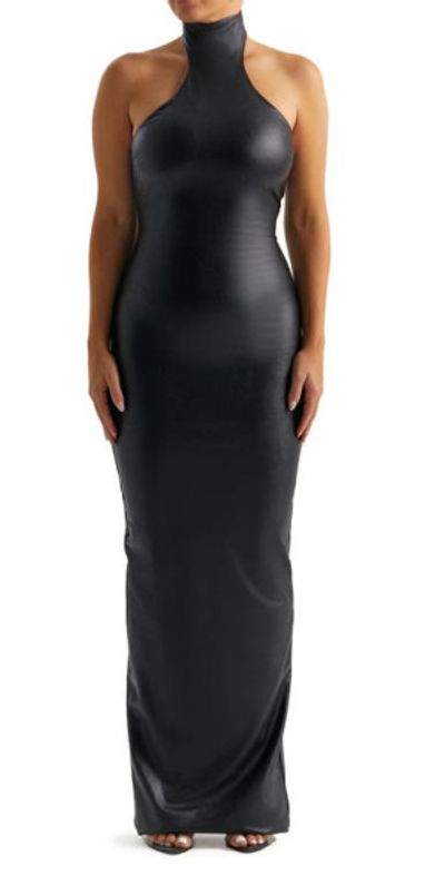 knee length dresses for ladies Juliette Leather Sleeveless Long Dress - Noir Perforated Leather Maxi Dress main image 1