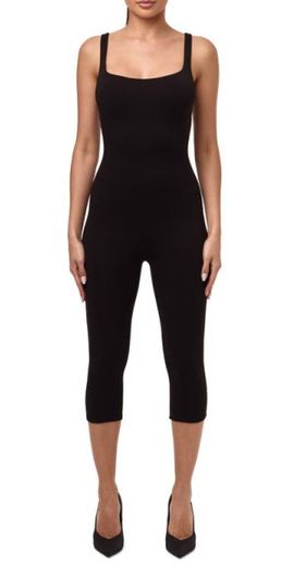 Naked Wardrobe Naked Wardrobe Stretch Jersey Capri Jumpsuit in Black at Nordstrom, Size X-Small