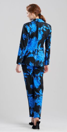 Natori Natori Miyako - Printed Cotton Chino One Button Blazer in Blue W/Black at Nordstrom, Size 6
