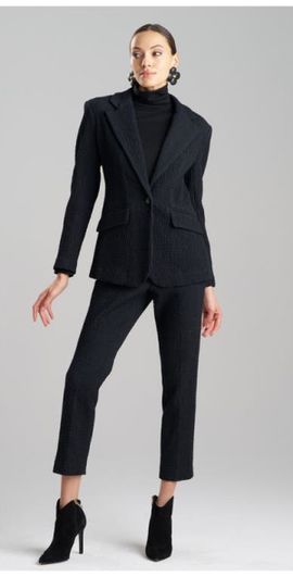 Natori Natori Textured Cotton Jacquard Jacket in Black at Nordstrom, Size 2