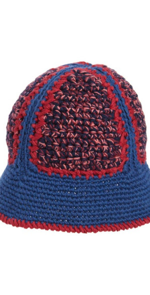 Nicholas Daley - Crochet Wool & Cotton Bucket Hat in Black/Olive