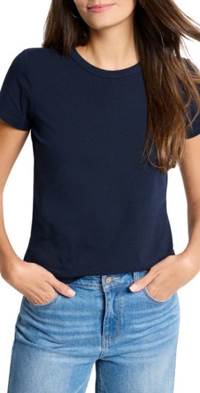 NIC+ZOE NIC+ZOE Perfect Crewneck T-Shirt in Dark Indigo at Nordstrom, Size Large