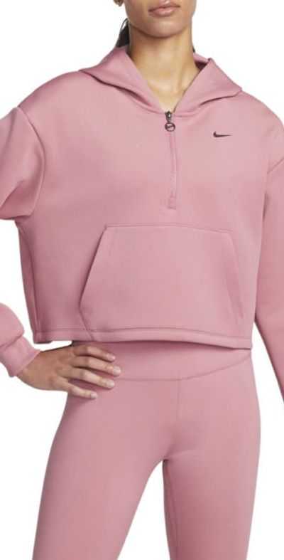 Nike Metallic Dri-FIT Half Zip Crop Graphic Logo Hoodie in
