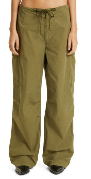 Nili Lotan - Lison Oversize Cotton Cargo Pants in Olive Green at