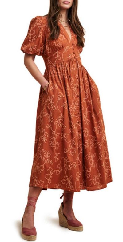 green emerald velvet dress Delta Midi Dress Poplin Embroidered Sky Ditsy Floral main image 0