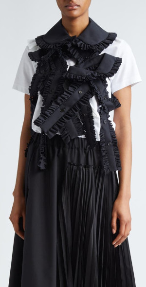 Noir keininomiya ボレロブラウス Noir Kei Ninomiya - Broad Ruffle Placket Cotton Bib Collar in
