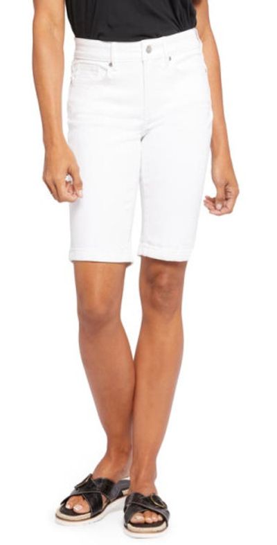 NYDJ NYDJ Briella Roll Cuff Denim Bermuda Shorts in Optic White at Nordstrom