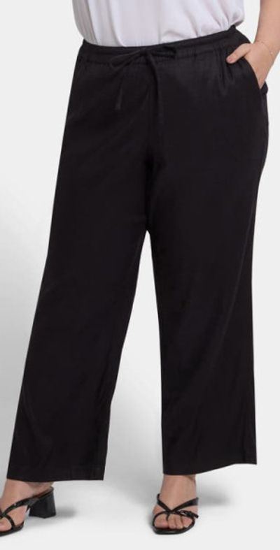 NYDJ NYDJ Drawstring Relaxed Fit Linen Blend Pants in Black at Nordstrom, Size 0X