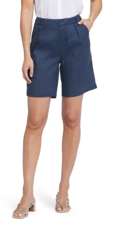NYDJ NYDJ Relaxed Linen Blend Shorts in Oxford Navy