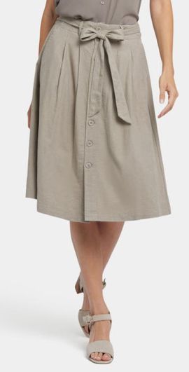 NYDJ NYDJ Tie Waist Linen Blend Skirt in Saddlewood at Nordstrom, Size 2