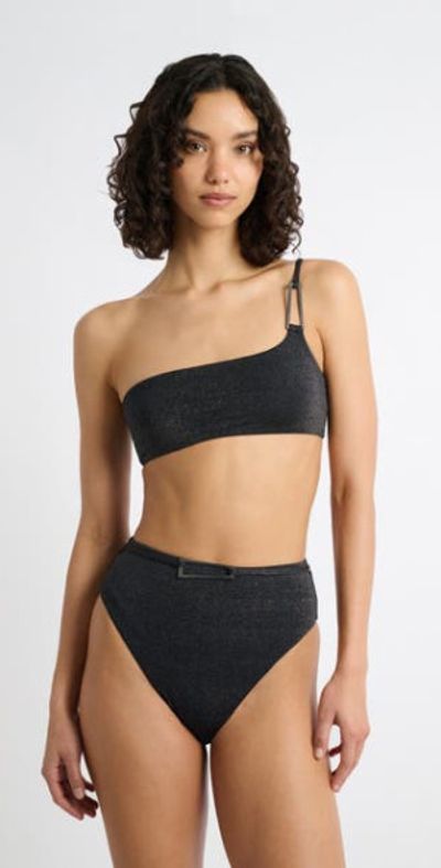 Onia Onia Shimmer Alaia Bikini Top in Black at Nordstrom, Size Medium
