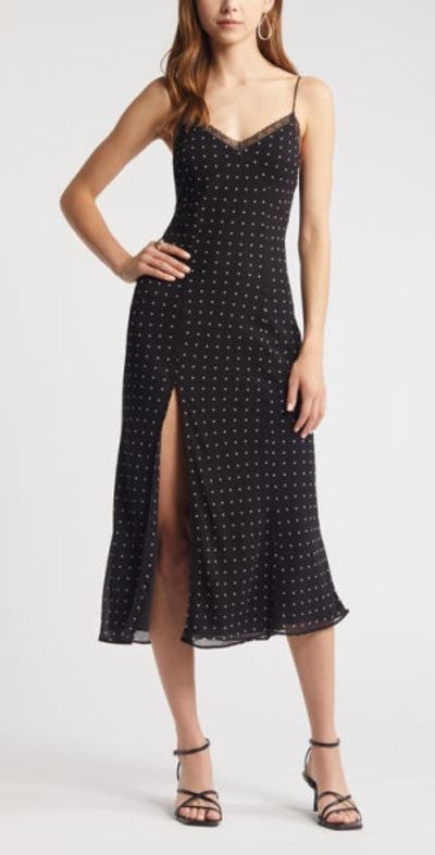 Open Edit - Polka Dot Lace Trim Slipdress in Black Ode Dot at Nordstrom, Size X-Small Open Edit - Polka Dot Lace Trim Slipdress in Black Ode Dot at Nordstrom, Size X-Small
