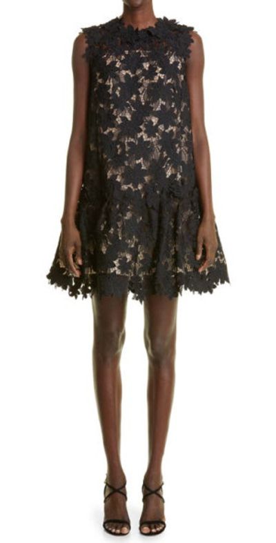 Oscar de la Renta - Tiger Lily Guipure Lace Shift Dress in Black