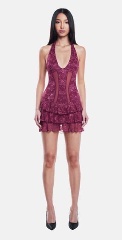 OW Collection OW Collection ELEANOR Mini Dress in Burgundy at Nordstrom, Size X-Large