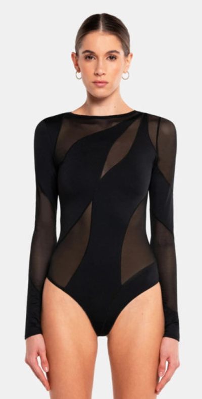 OW Collection OW Collection SPIRAL Bodysuit in Black at Nordstrom, Size Xx-Small