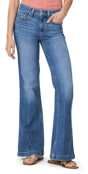 Paige Genevieve High Rise Fla Jeans in Cognac Luxe Coating Tan Size 34