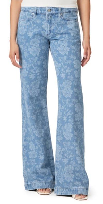 PAIGE Sonja Floral Low Rise Wide Leg Trouser Jeans in Ava